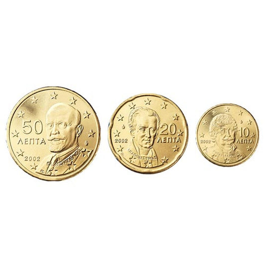 Mini set obehových Euro mincí Grécka 2008 - 10, 20, 50 cent